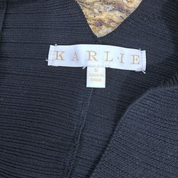 Karlie Viscose Black V-neck Dolman Sleeve Ribbed Knit Pullover Sweater Size S - Picture 5 of 9